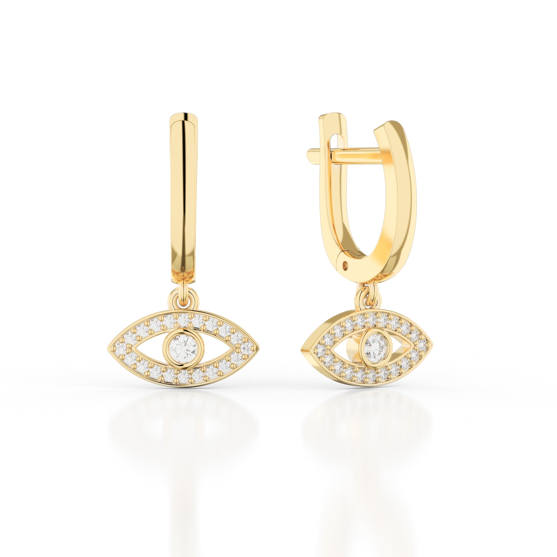 Evil Eye Guardian Diamond Drop Earrings