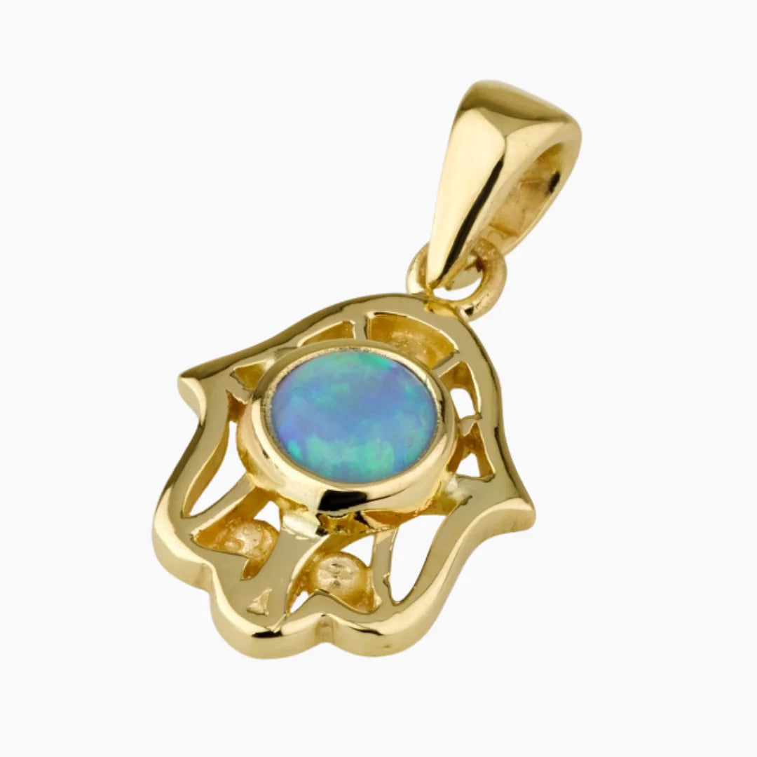 Colgante de Hamsa Heritage de oro de 14 quilates con ópalo