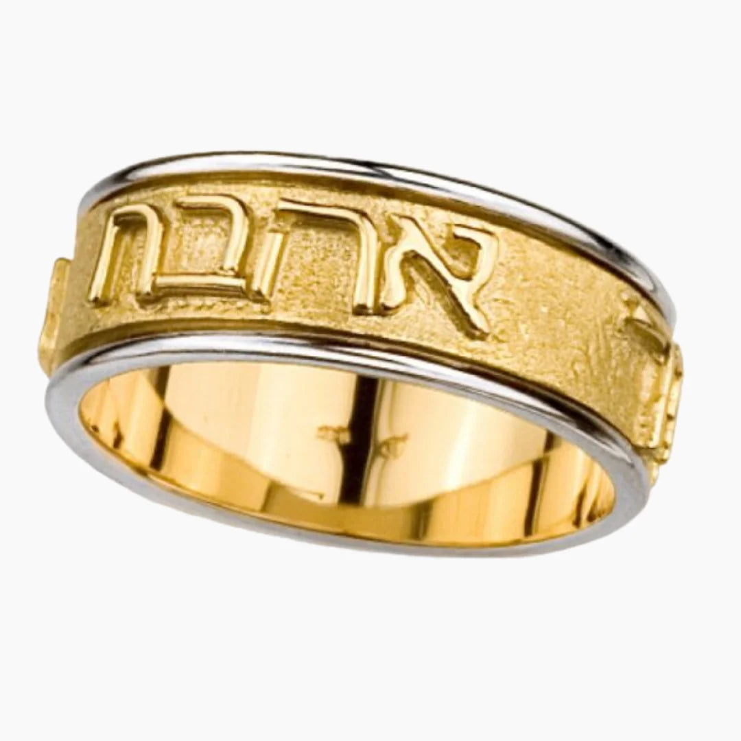 Anillo giratorio de amor y matrimonio en oro macizo de 14 k