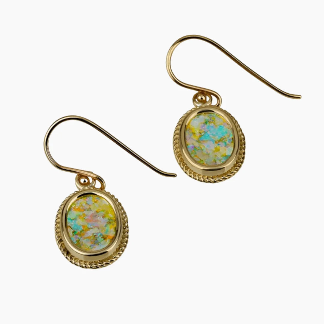 Atesorados pendientes de cristal romano en oro de 14k