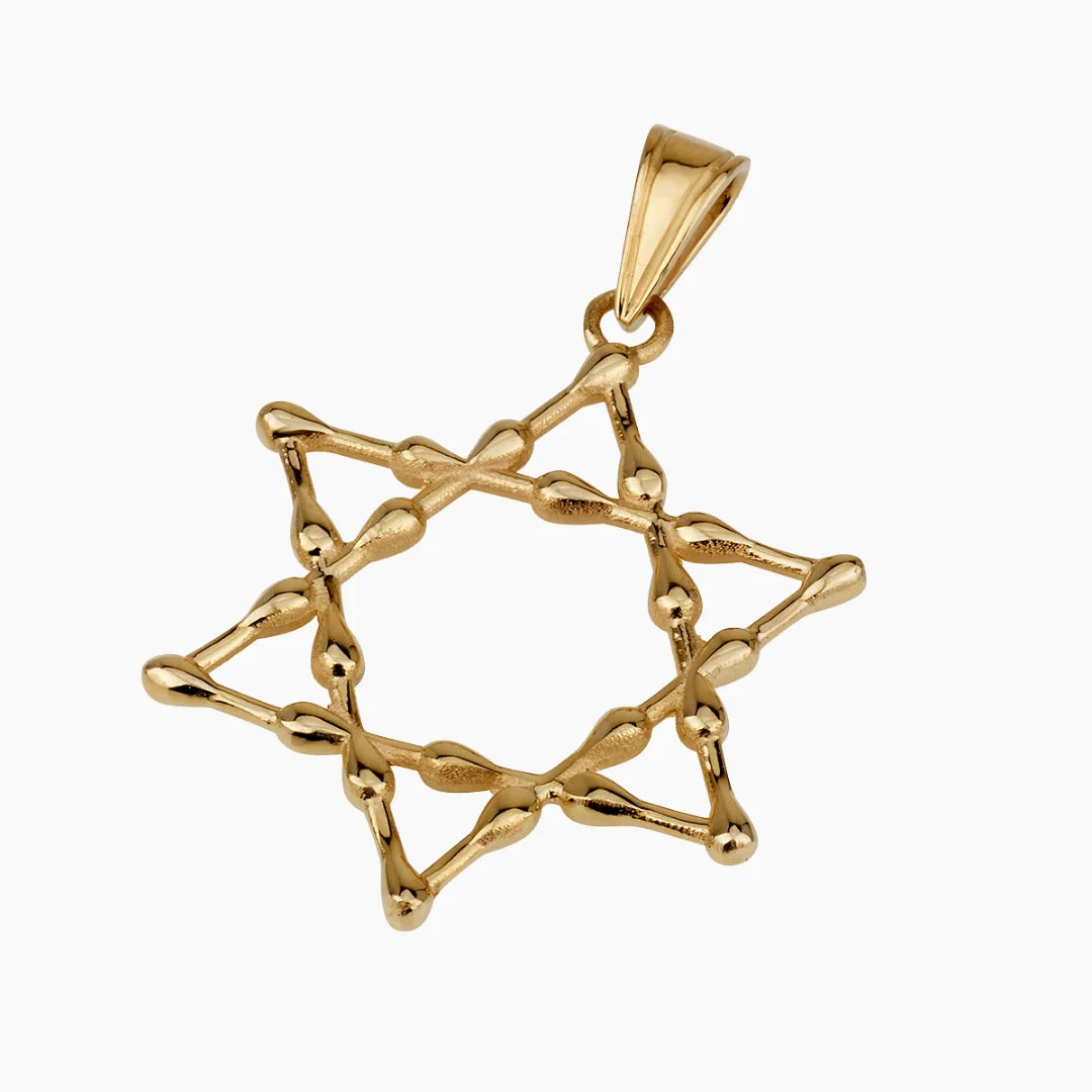 14k Gold Droplet Star of David Pendant