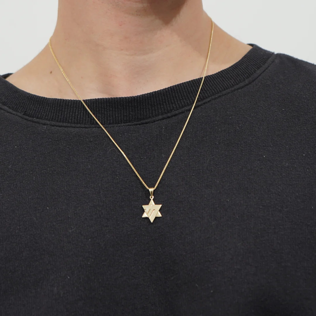 Exquisite 14K Solid Gold Star of David & Chai Pendant