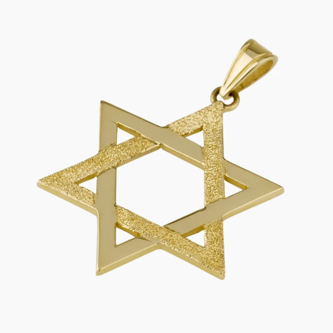 Pendentif étoile de David en or 14 carats, mat et brillant