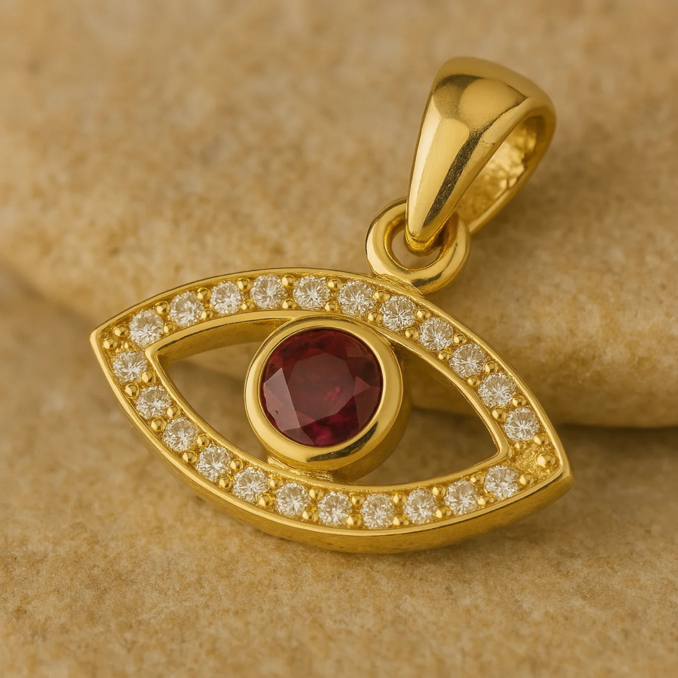 Colgante Heritage Deluxe de ojo de 18 quilates con diamantes y rubí