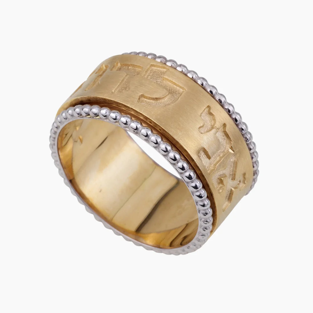 Bague tournante Ani Ledodi en or jaune et blanc 14 carats, fabriquée à la main