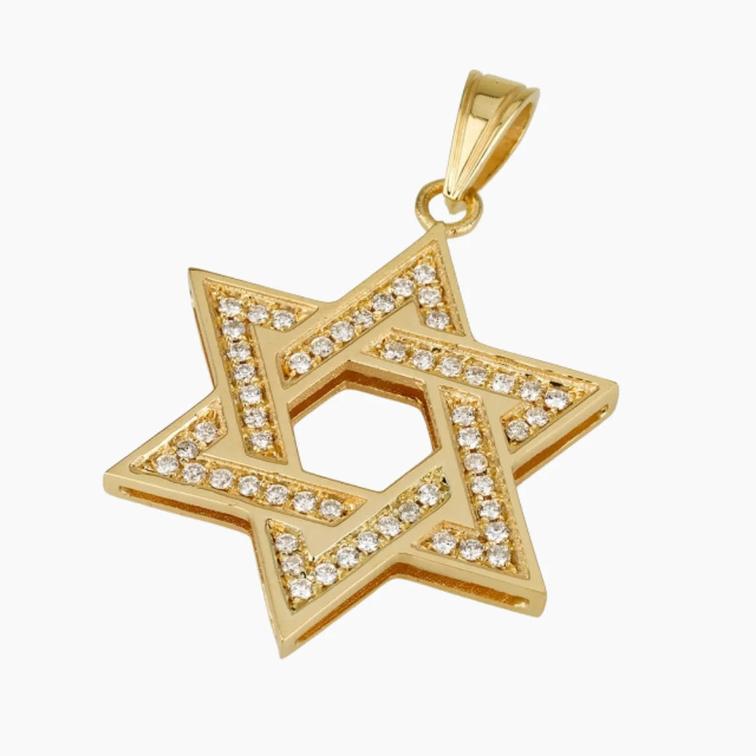 Pendentif Étoile de David Blessed Deluxe en or 18 carats avec diamants