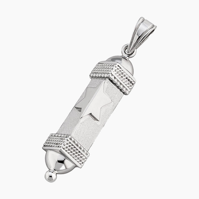 14K Gold Torah Scroll Mezuzah Pendant