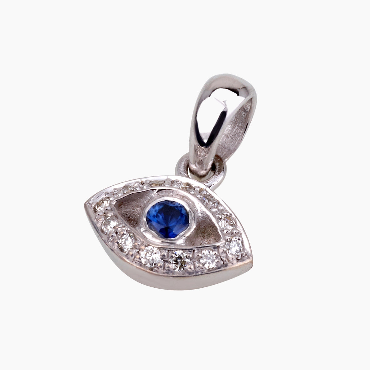 18k Gold Eye pendant with Sapphire and Diamonds