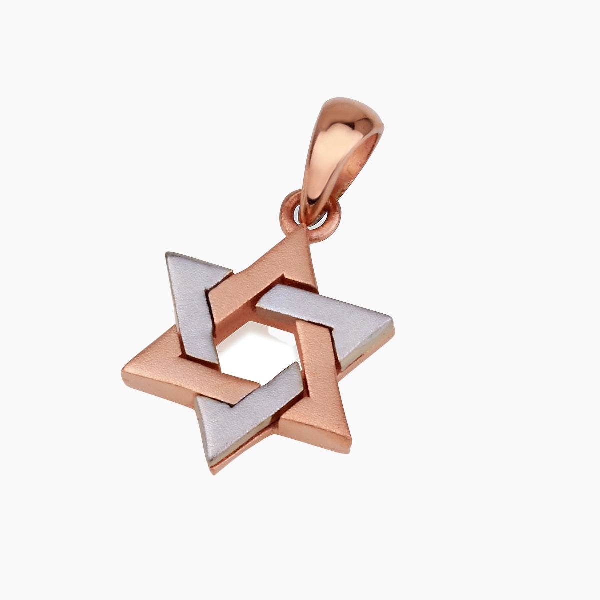 14K Solid Rose & White Gold Star of David Pendant