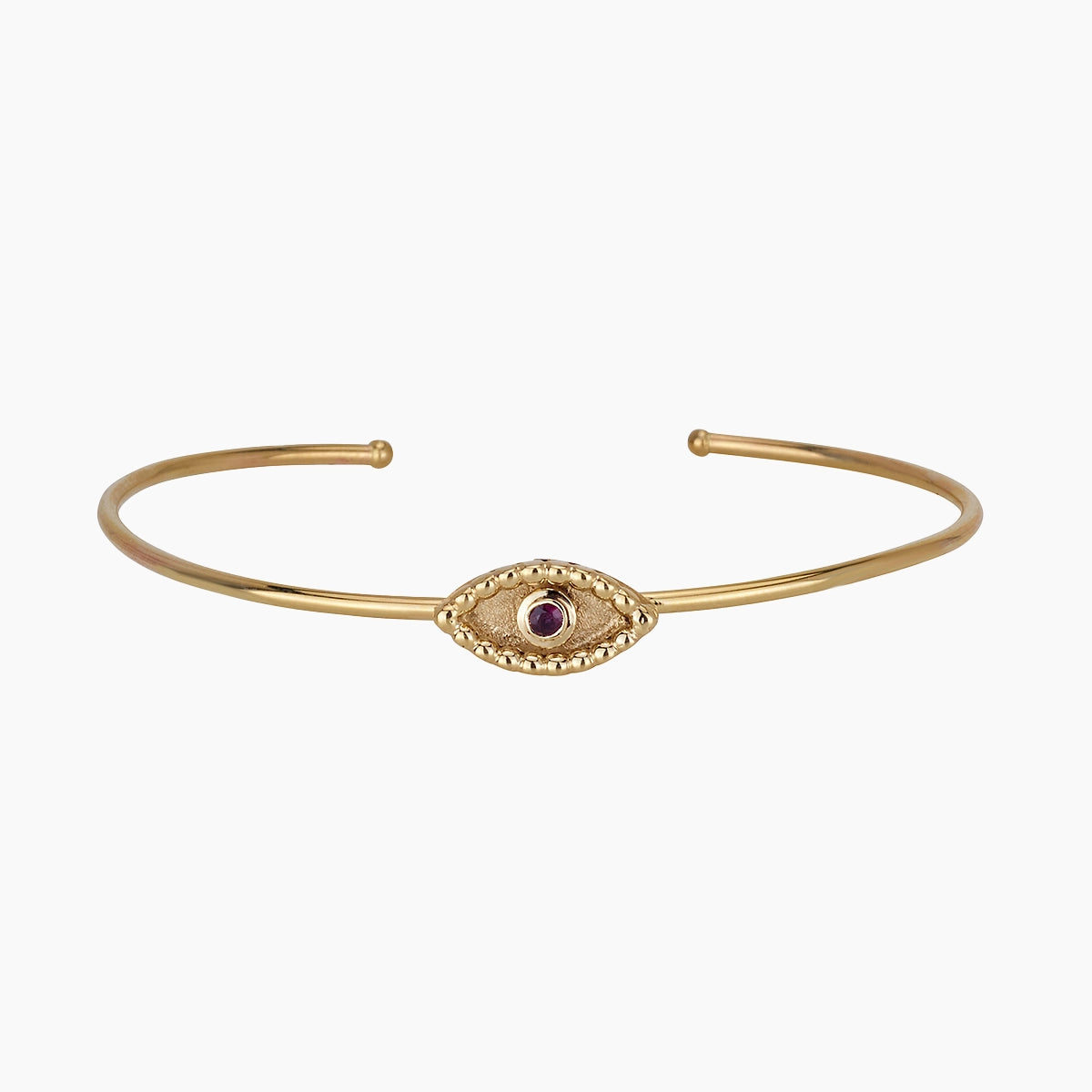Handmade 14K Solid Gold & Ruby Evil Eye Bracelet