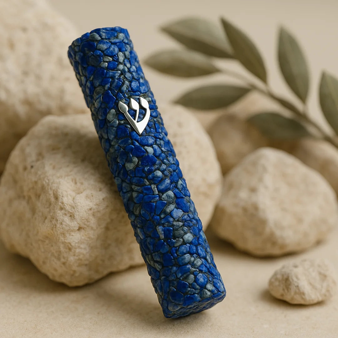 Blue Lapis Lazuli Mezuzah - Jerusalem Sky Collection