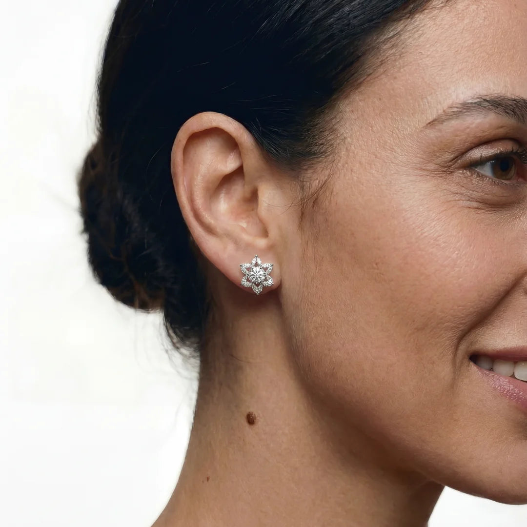 14k white gold star of david cluster earrings tyferet