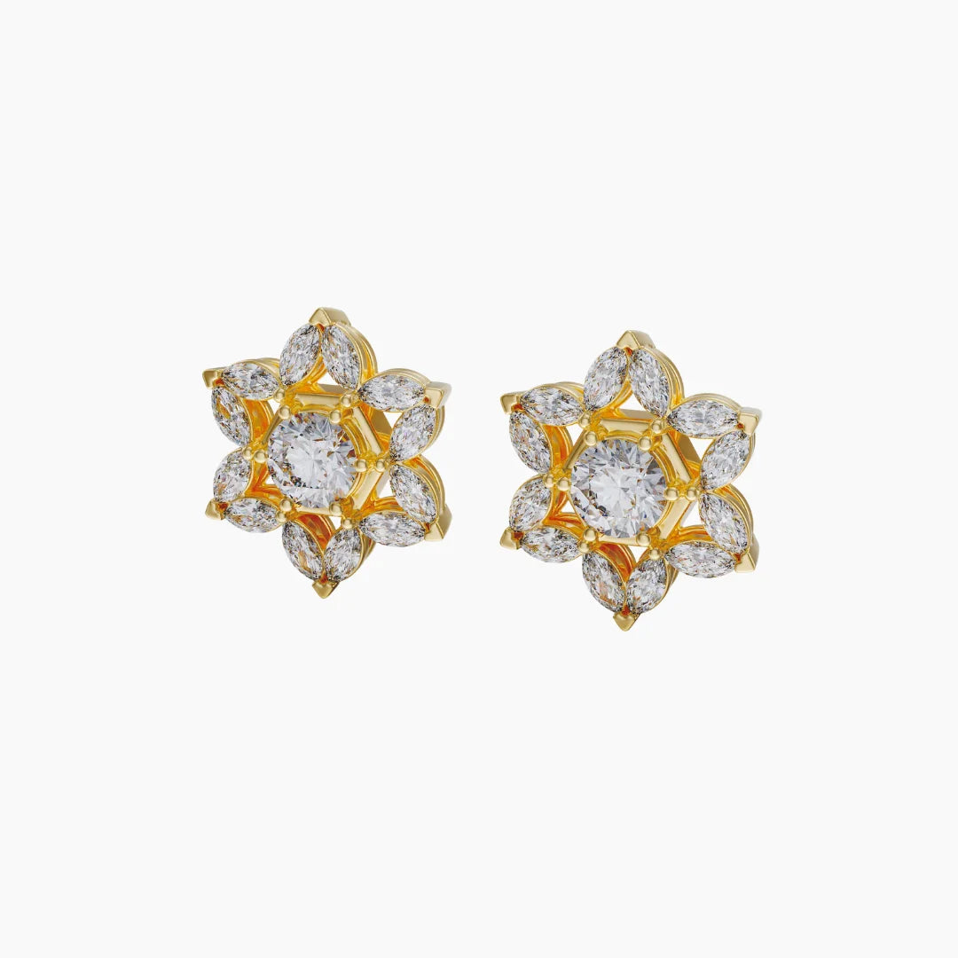 14k gold star of david cluster earrings
