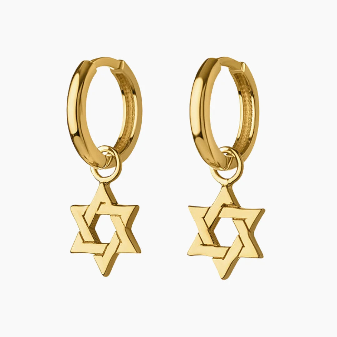 14K Gold Star of David Earrings