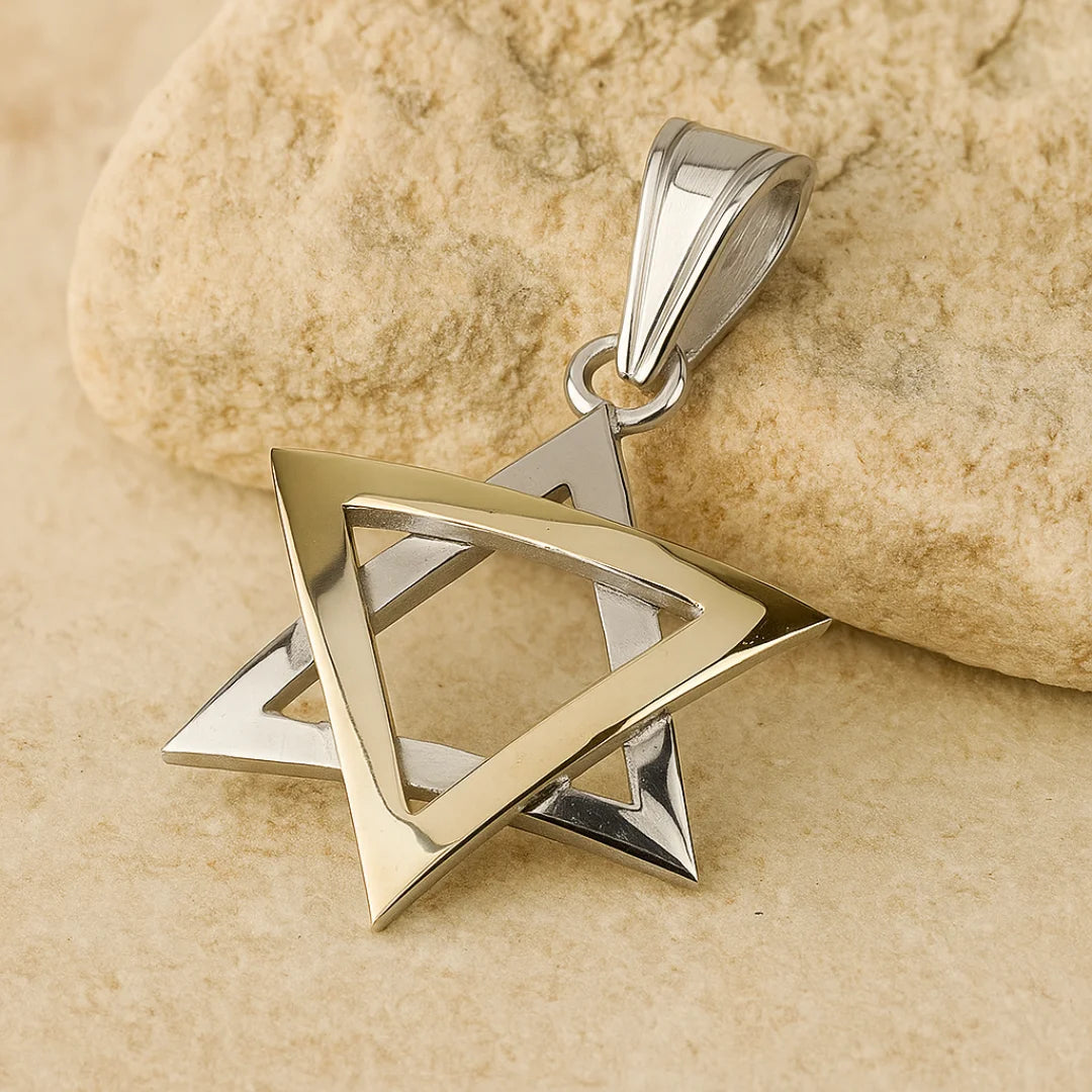 14K white and yellow Gold Star of David Pendant