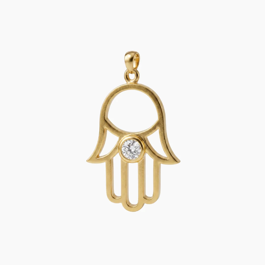 Single Gemstone Classic Hamsa Pendant