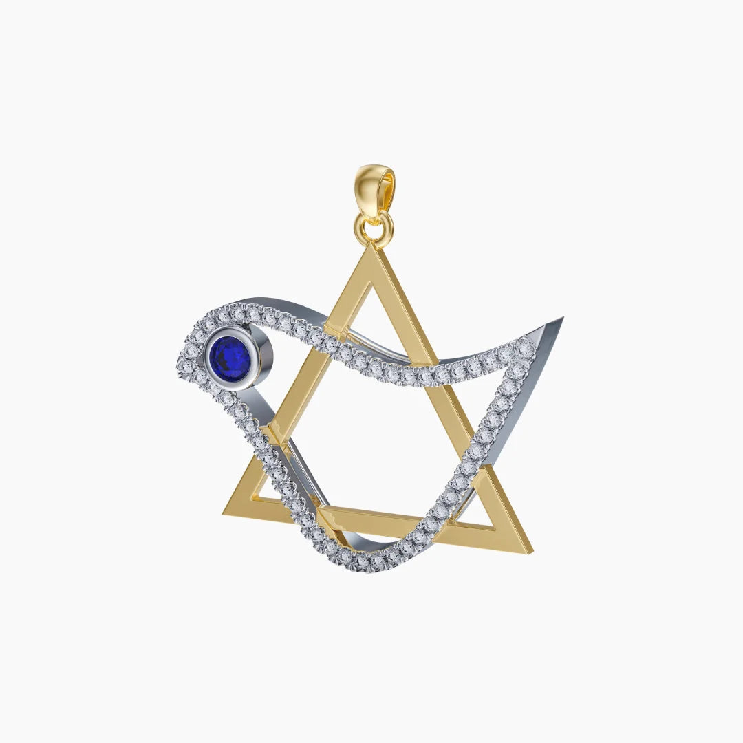 Dove of Peace Diamond and Gemstones Pendant