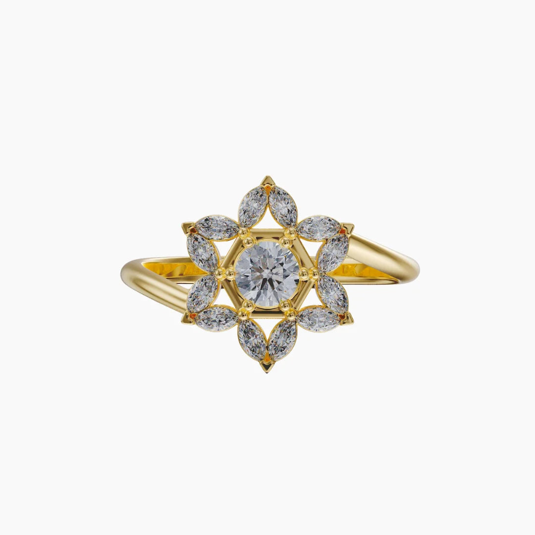 14k gold star of david cluster ring