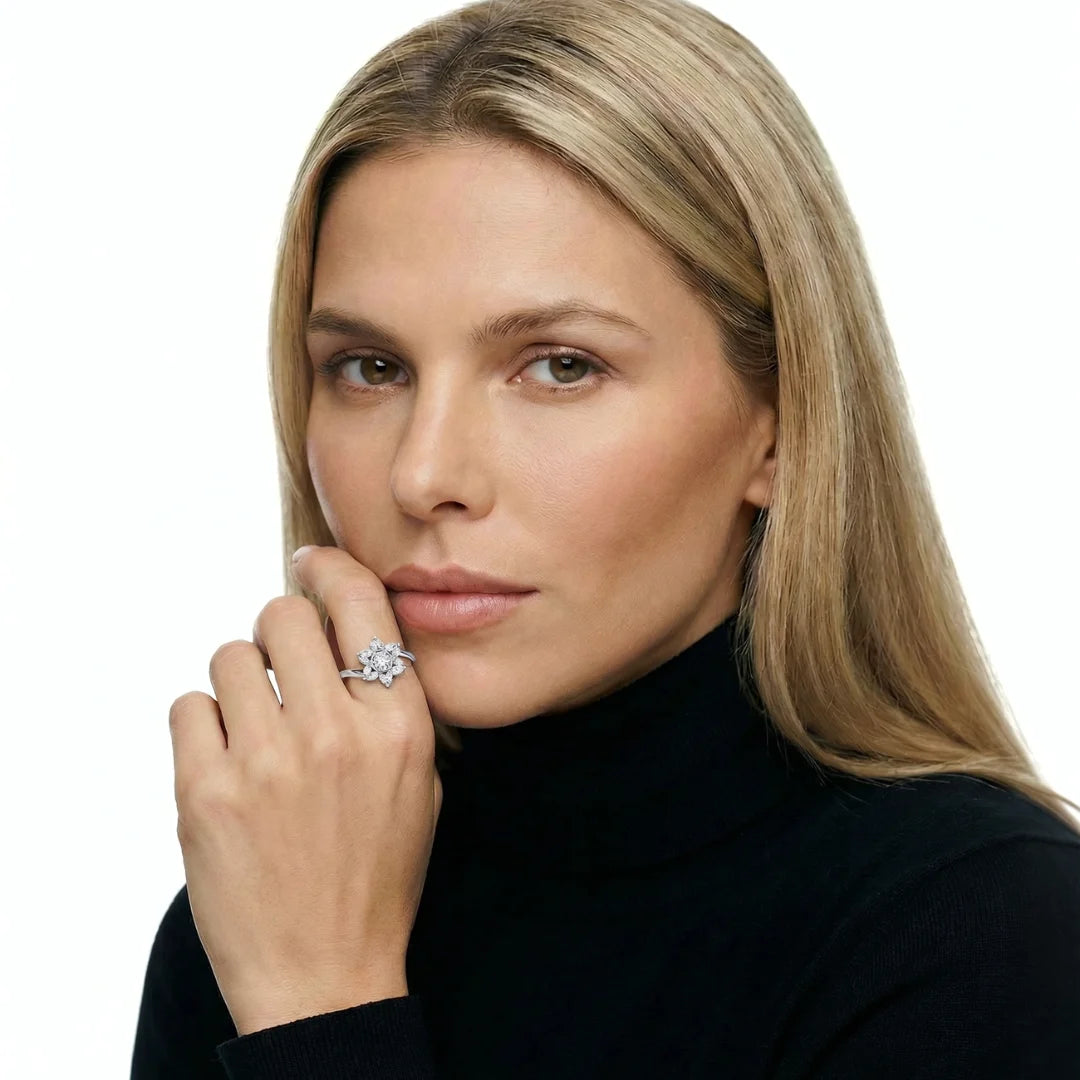 14k white gold star of david cluster ring