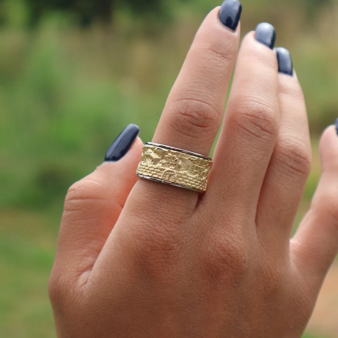 14K Gold Jerusalem Motif Ring