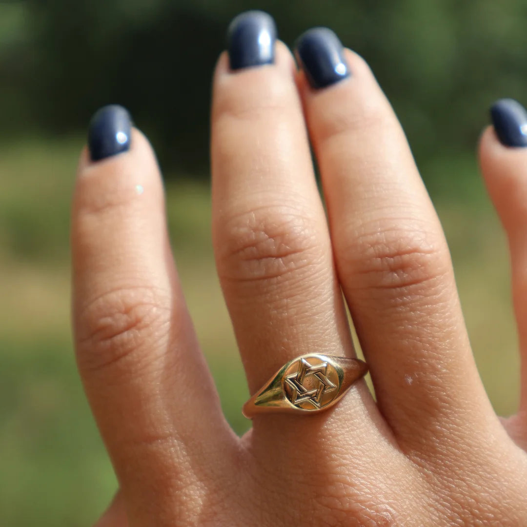 Handcrafted 14k Solid Gold Magen David Ring