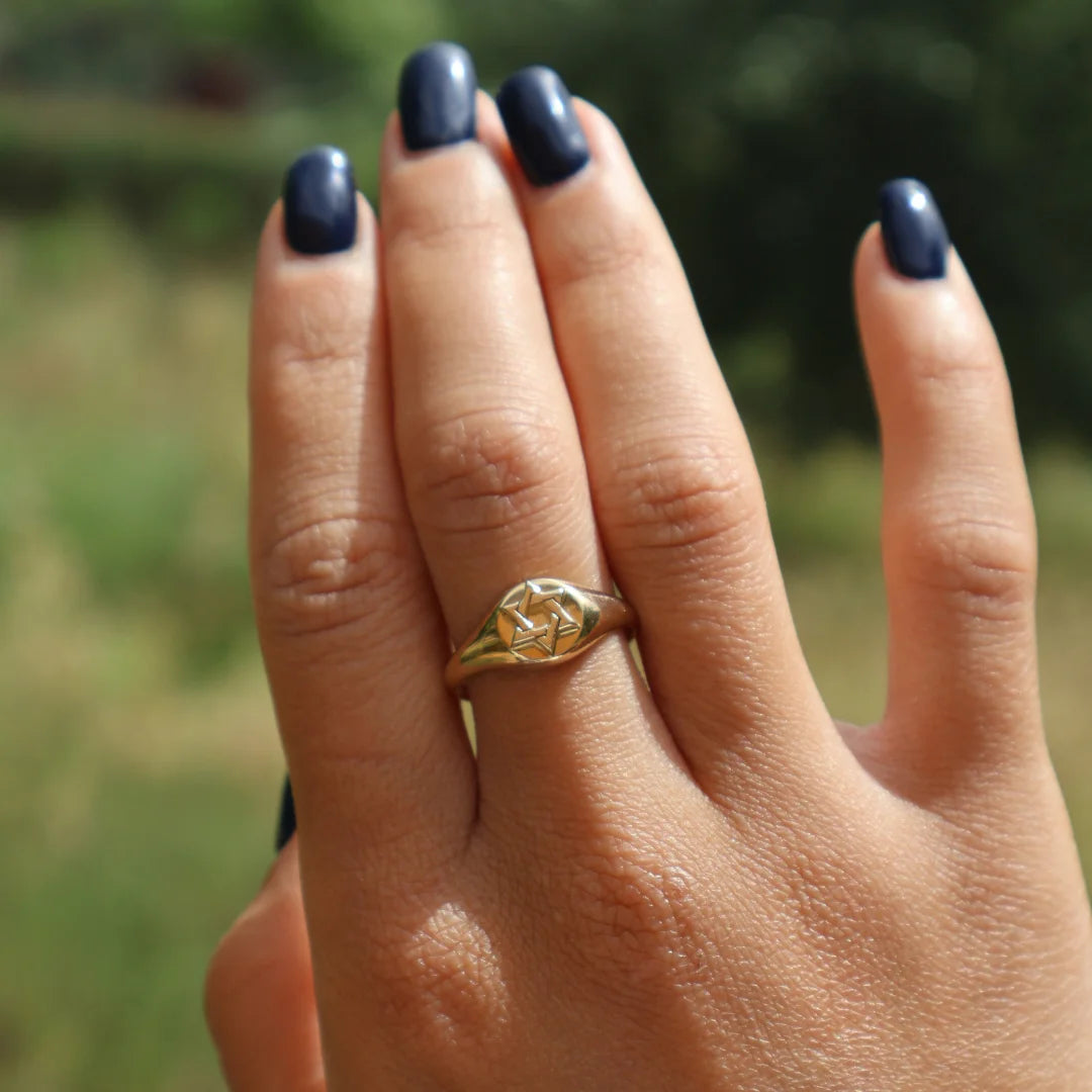 Handcrafted 14k Solid Gold Magen David Ring
