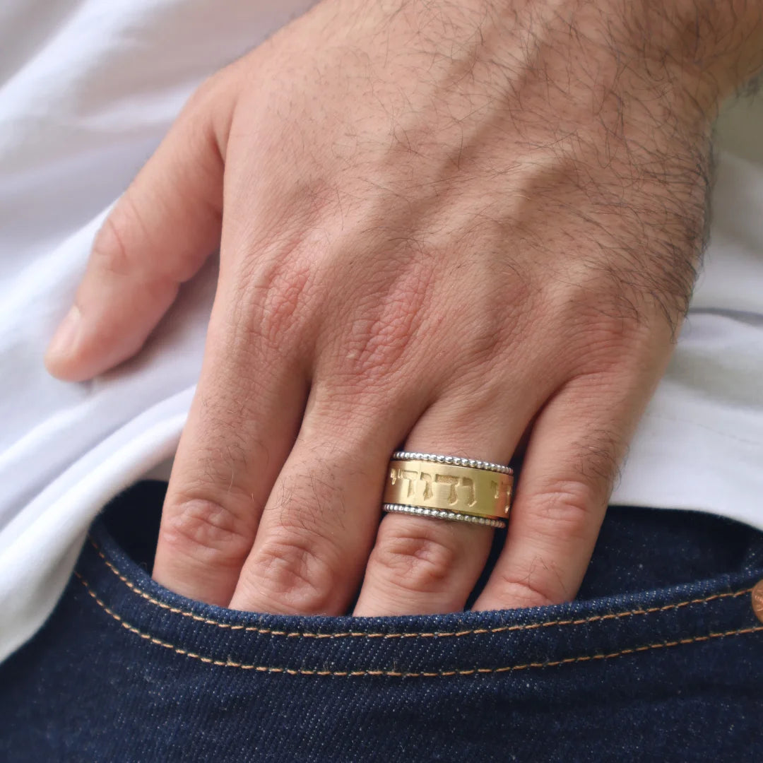 Bague tournante Ani Ledodi en or jaune et blanc 14 carats, fabriquée à la main