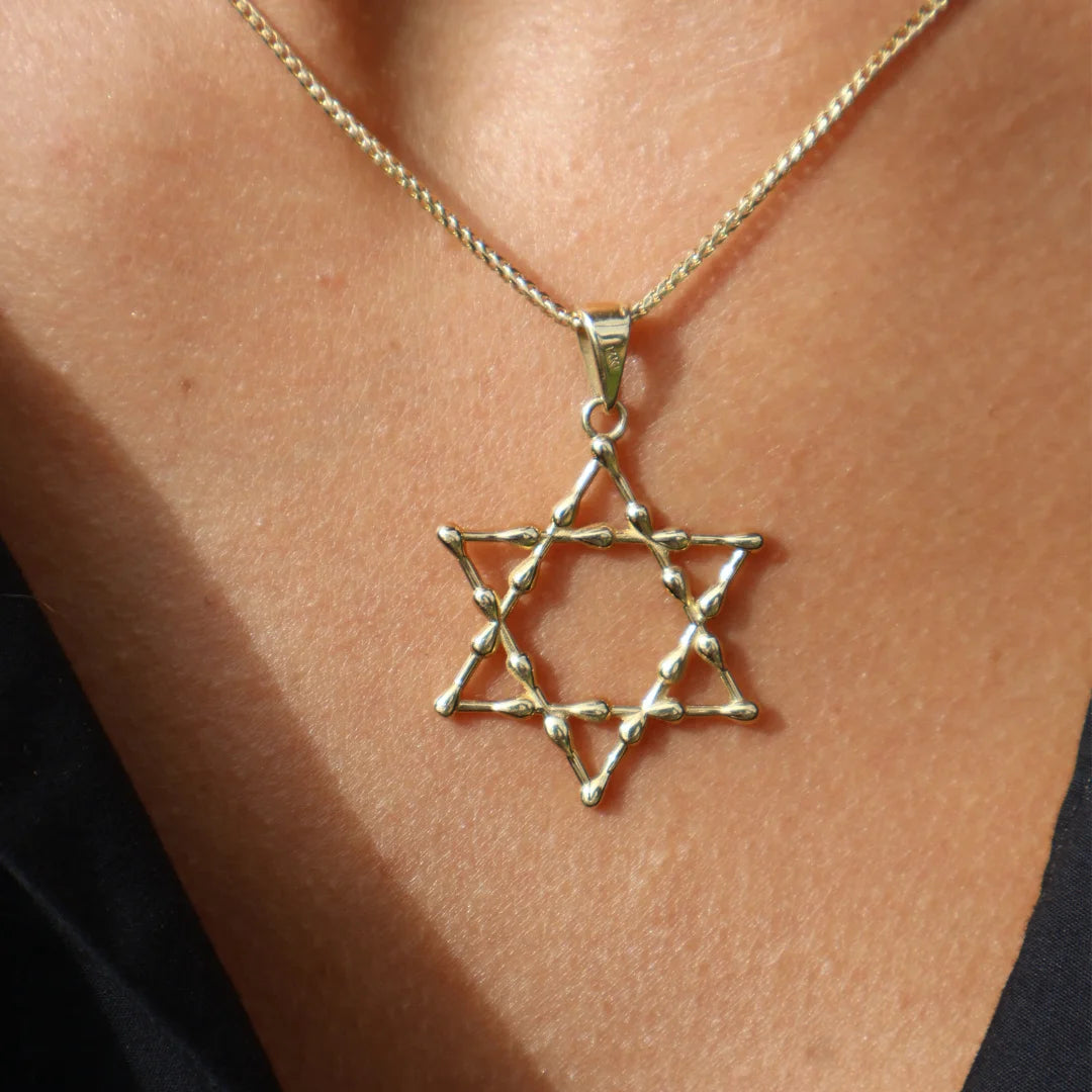 14k Gold Droplet Star of David Pendant