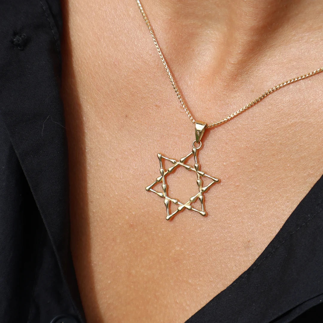 14k Gold Droplet Star of David Pendant