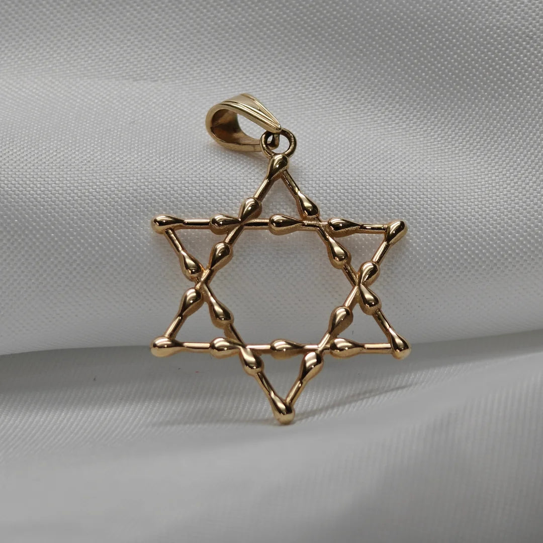14k Gold Droplet Star of David Pendant