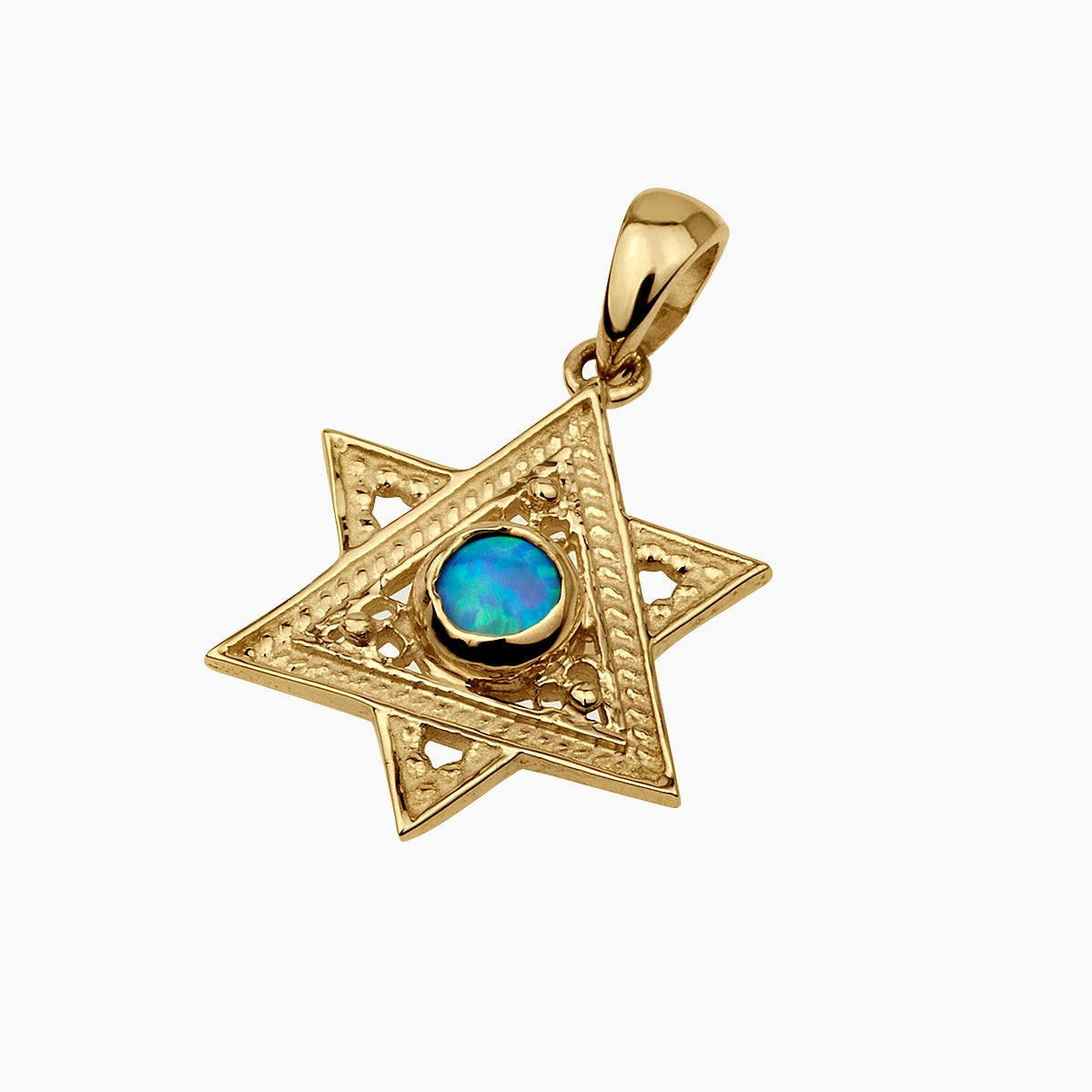 Colgante de estrella de David con ópalo en oro de 14 quilates Heritage