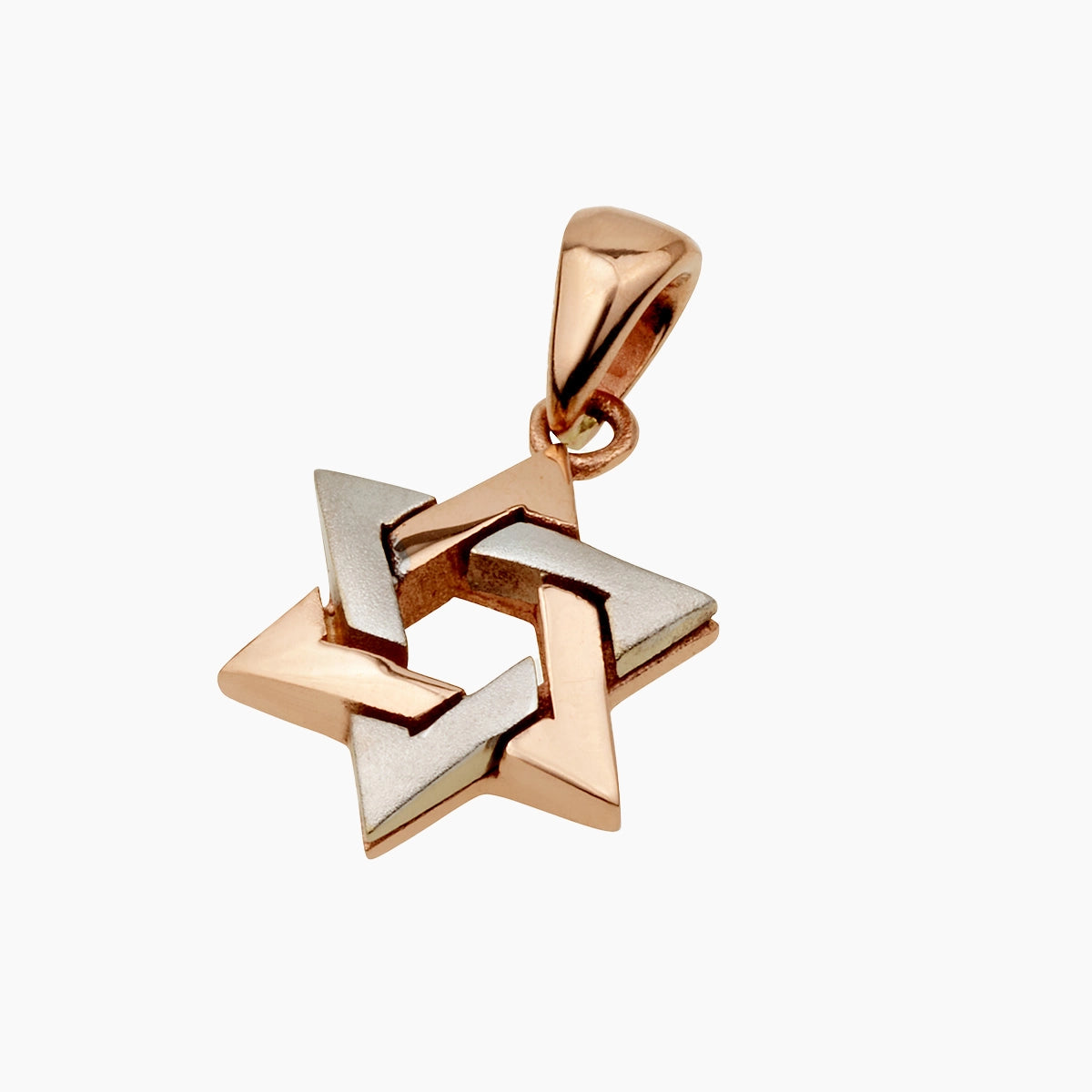 Colgante de estrella de David en oro blanco y rosa de 14 quilates