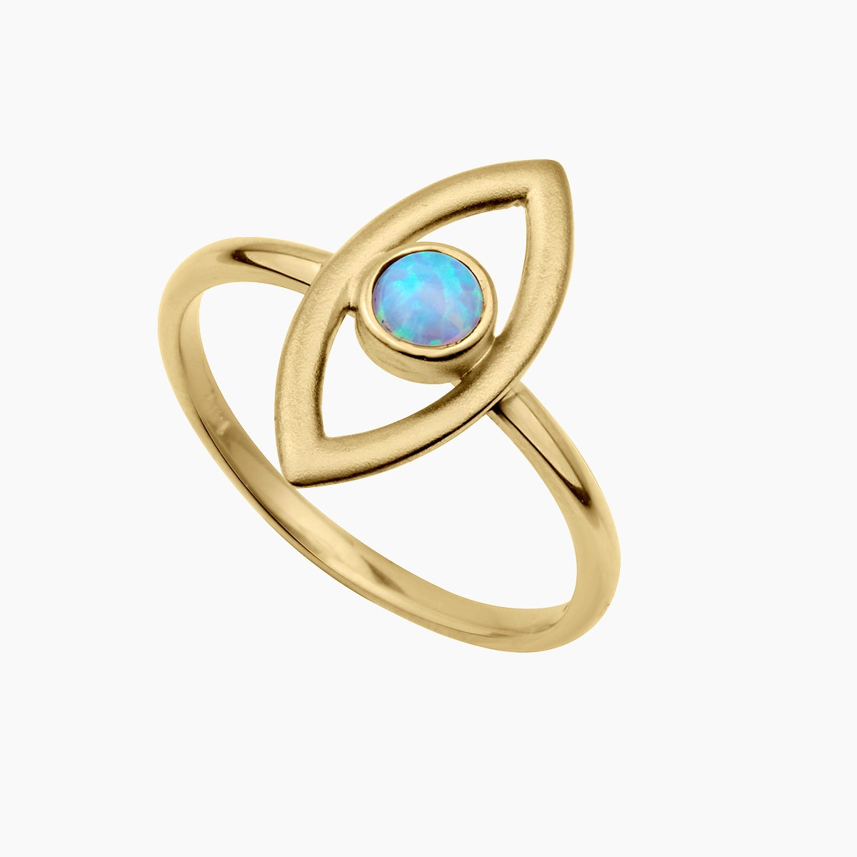 Handmade 14k Solid Gold & Opal Evil Eye Ring