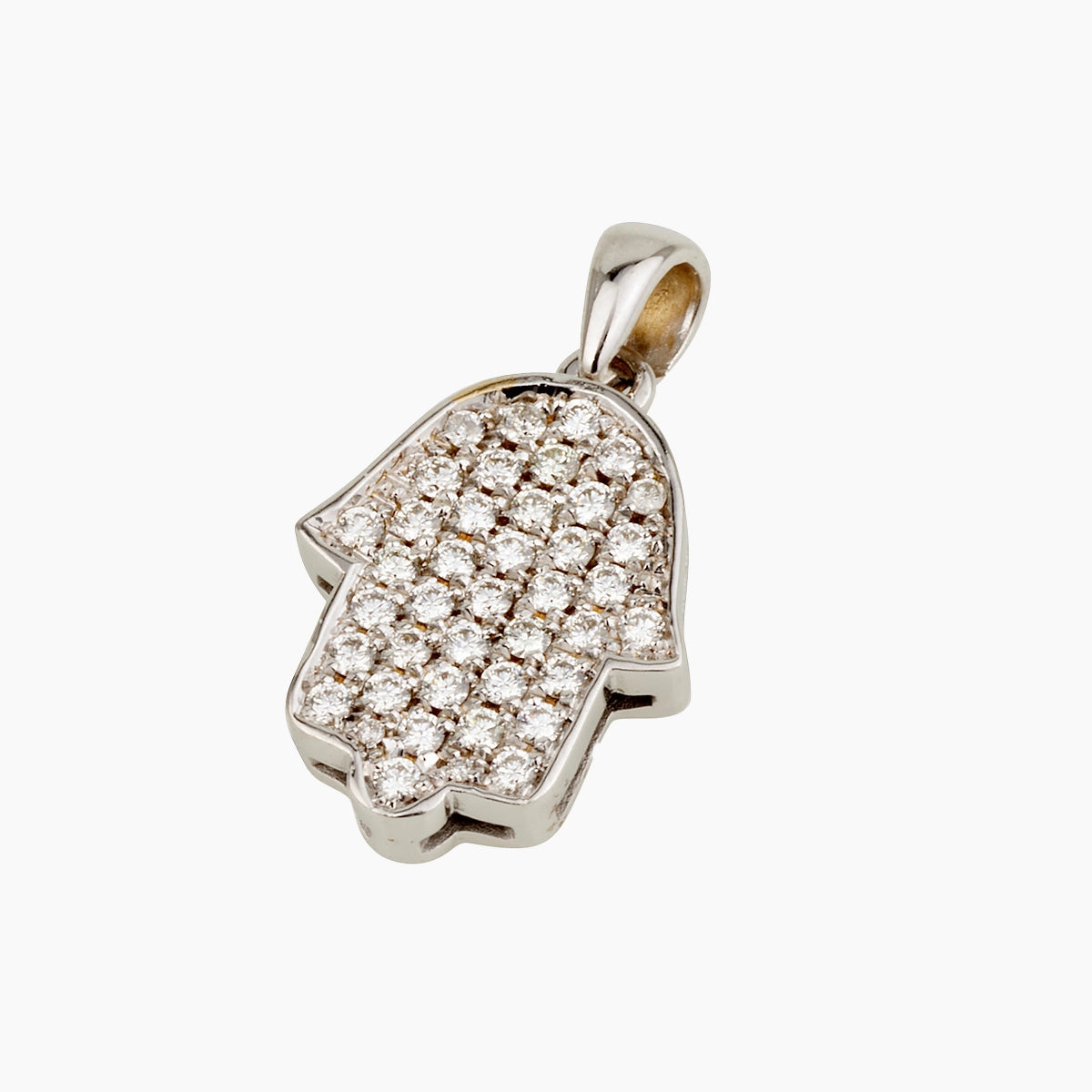 Pendentif Hamsa classique en or blanc massif 18 carats et diamants