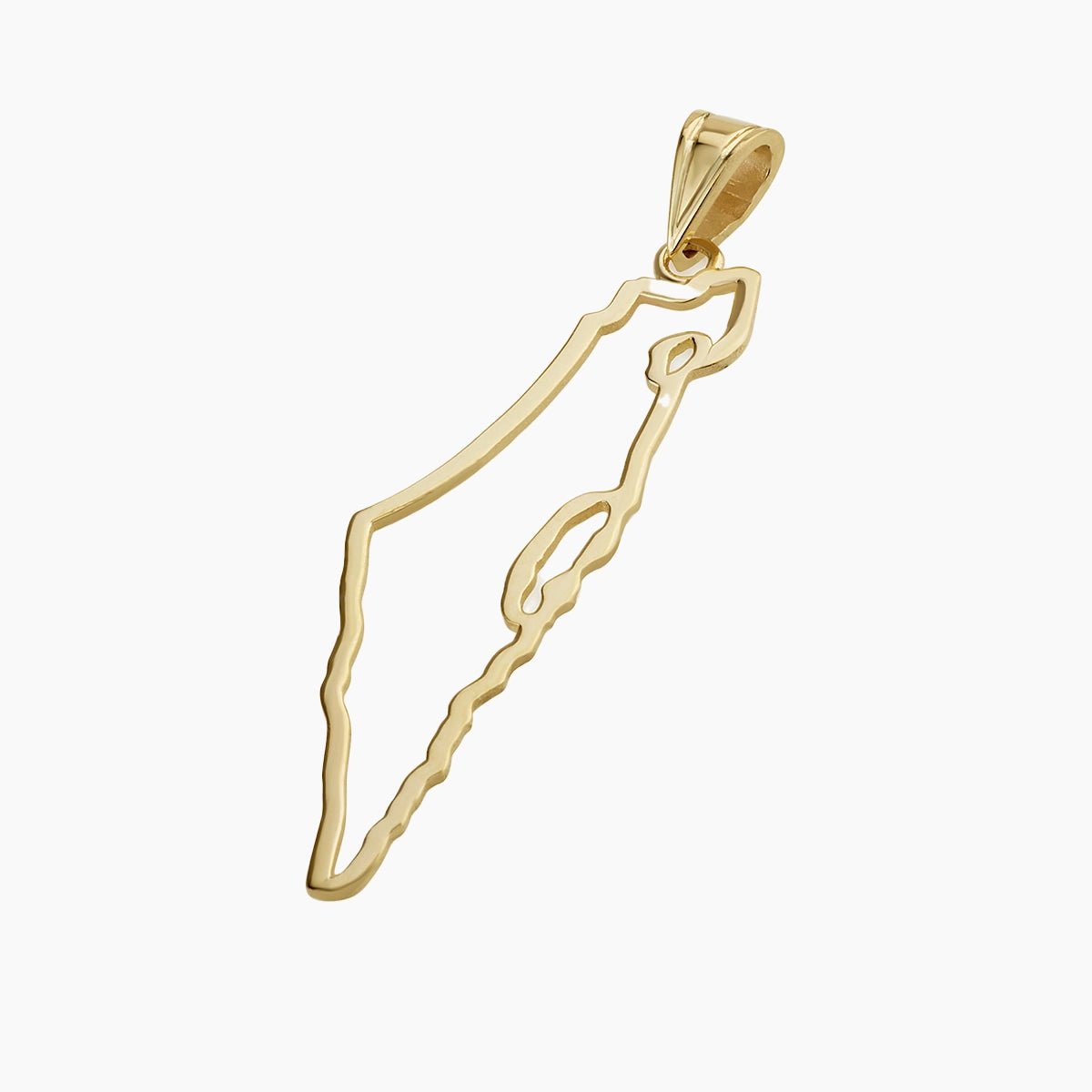 Handmade 14K Solid Gold Israel Outline Pendant