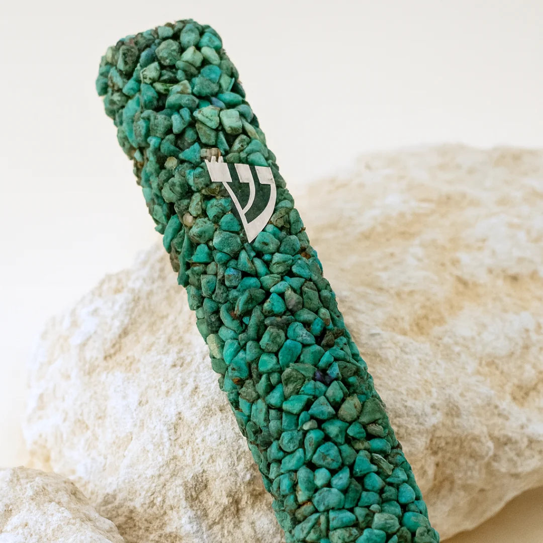 Turquoise Gemstone Mezuzah - Noach Collection