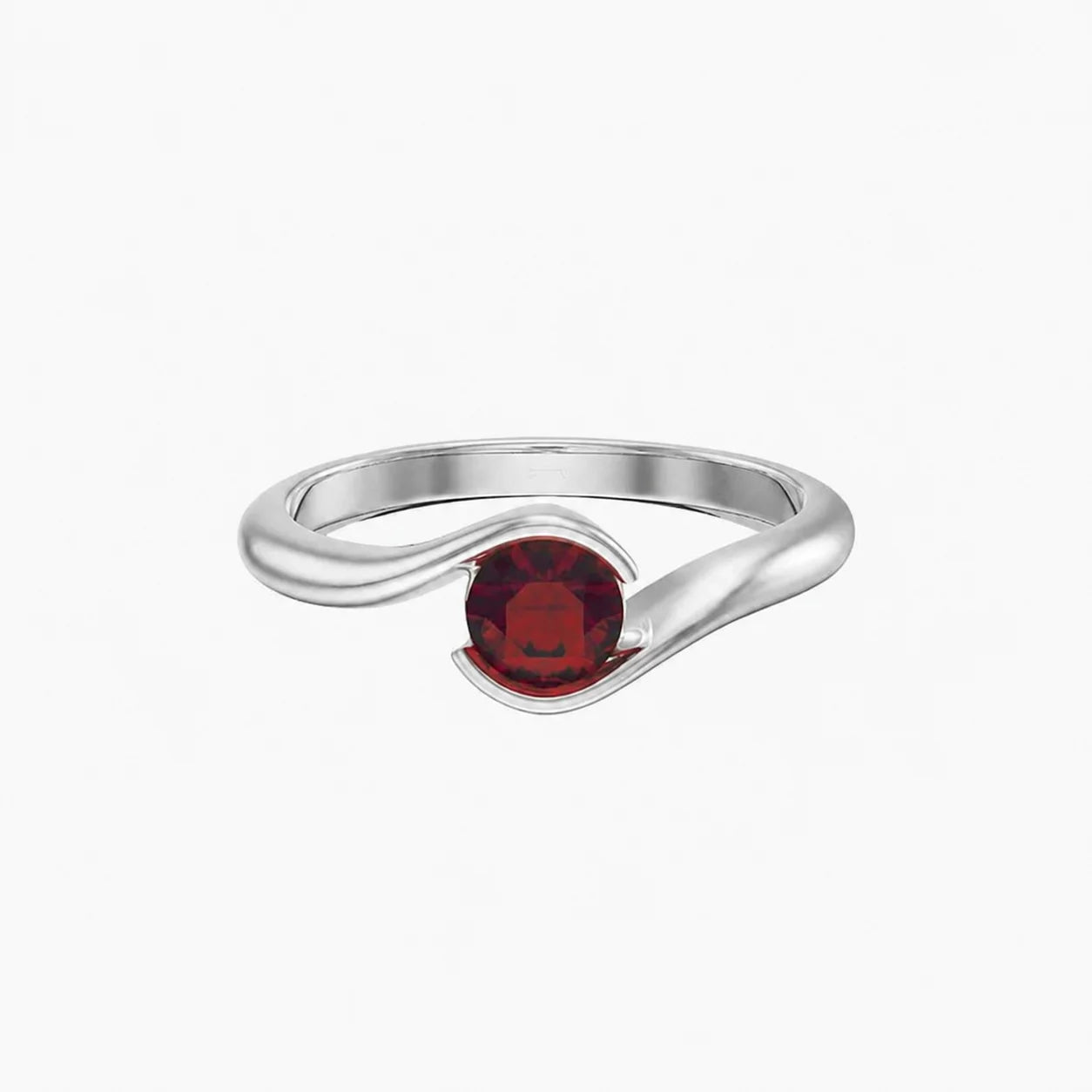 14k White Gold - Waves of Reuben Timeless Ring with ruby, handcrafted in Israel