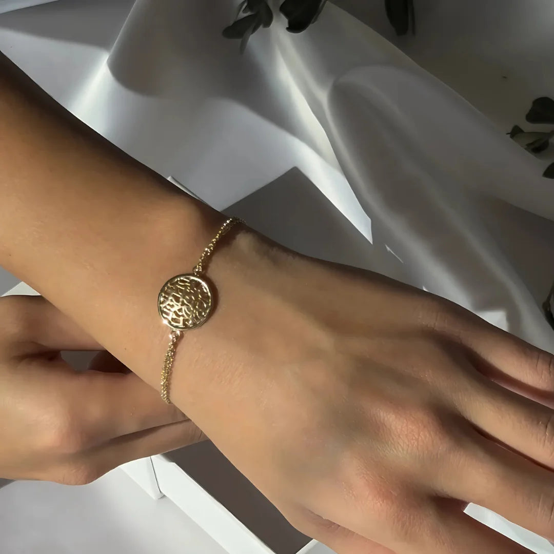Pulsera de doble cadena Shema Israel de oro de 14 quilates
