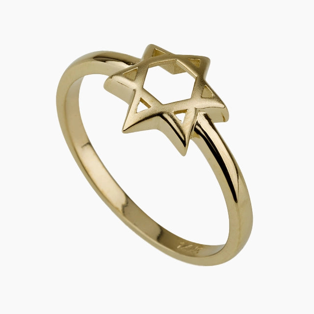 Handcrafted 14k Solid Gold Star of David Ring