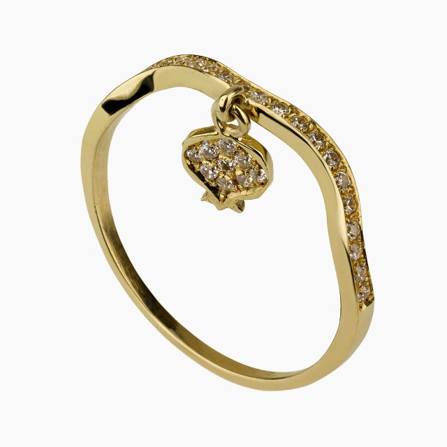 14K Gold Ring with Pomegranate set with Diamonds