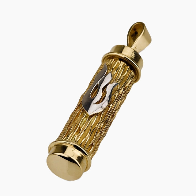 Pendentif mezouzah yéménite en or massif 14 carats fait main