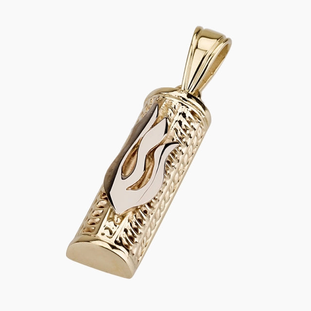 Colgante clásico de mezuzá de oro de 14 quilates
