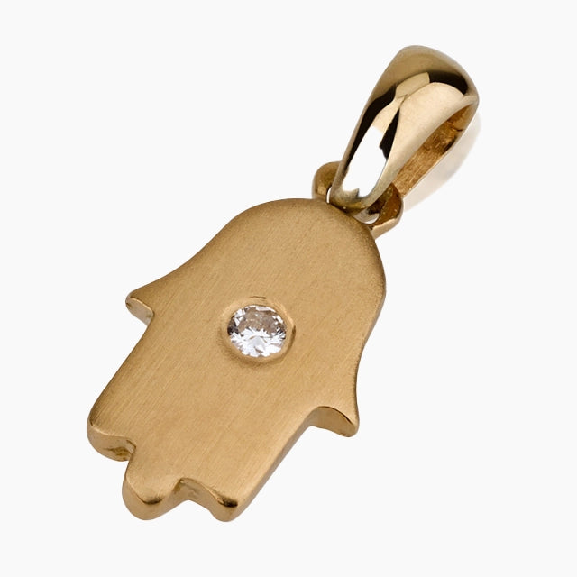 Pendentif Hamsa en or 14 carats avec diamant