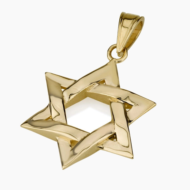 14K Solid Gold Intertwined Star of David Pendant