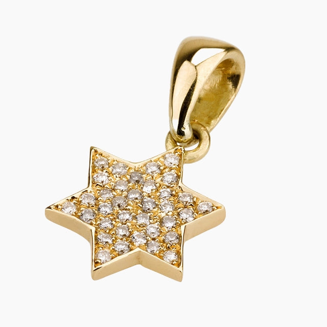 Colgante de lujo atemporal con estrella de David en oro de 18 quilates y diamantes