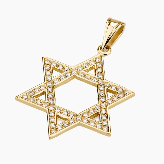Majestuoso colgante de estrella de David de oro de 18 quilates adornado con diamantes