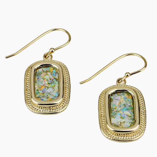 Pendientes de cristal romano de oro de 14 quilates