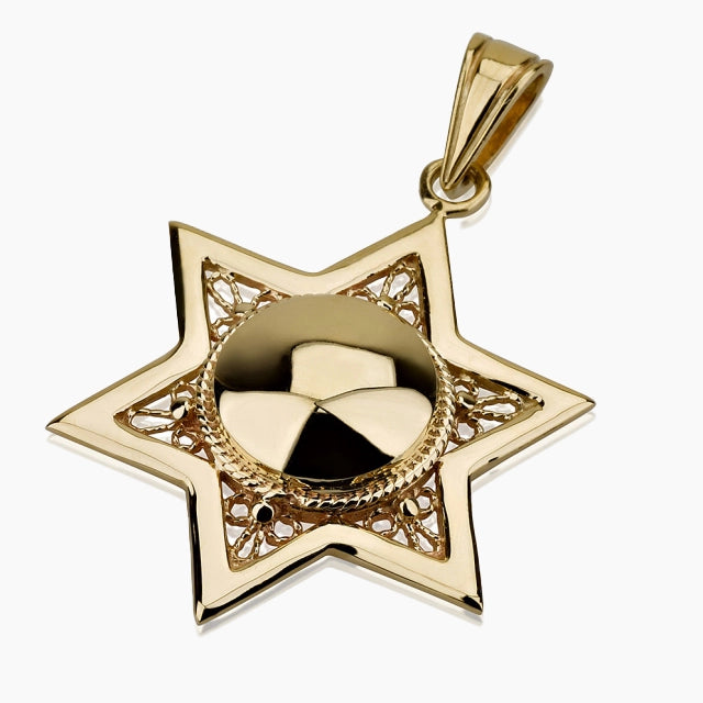Colgante sagrado de estrella de David en oro de 14 quilates