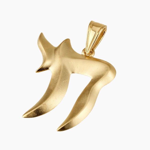 Elegant 14K Solid Gold Chai Pendant With Matt Finish