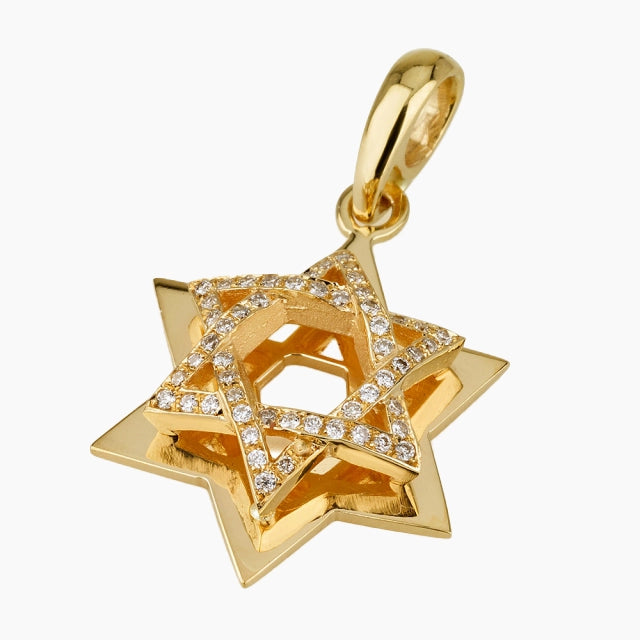 Estrella de David de oro de 18 quilates con diamantes